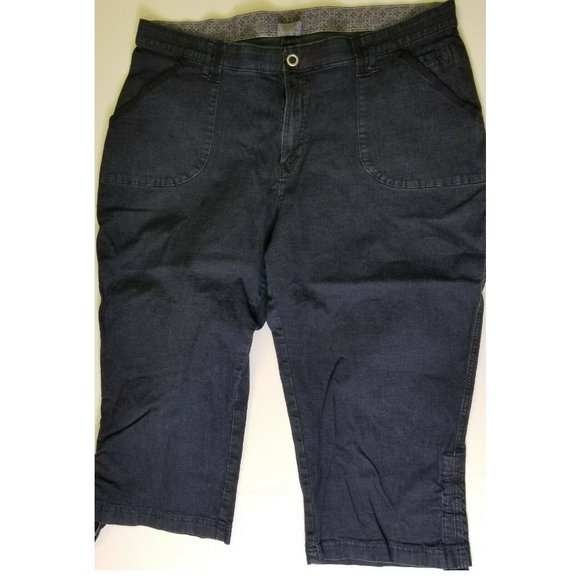 Unbranded Denim - DARK BLUE Womens size 20W CAPRI PANTS STRETCH Cotton BERMUDA Zip Front